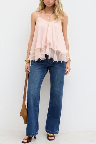 Layered Ruffle Hem Cami Tank