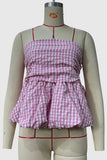 Gingham Peplum Tube Top