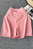 V-Waist Slim Brown High-Waist Shorts