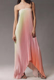 Strapless Pleated Evening Gown