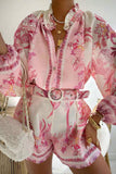 Floral Button-Front Short Set