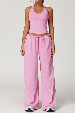 Halter Neck Wide-Leg Pants Set