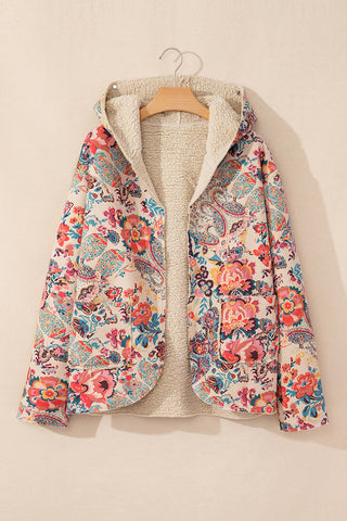 Floral Patterned Hooded Jacket
