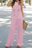 Halter Neck Top and Wide Leg Pants Set
