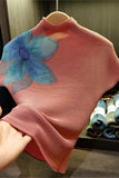 Floral Ribbed Highneck T-Shirt