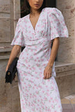 V-Neck Floral Midi Dress