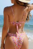 Floral Knot-Front Bikini Set