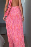 Halter Neck Pleated Maxi Dress