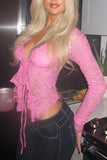 Delicate Lace Tie-Front Blouse