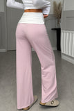 Striped Wide-Leg Wrap Waist Pants
