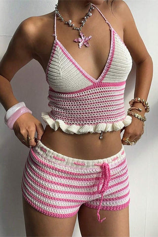 Chic Knit Halter Short Set