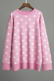Patterned Knit Crewneck Sweater