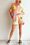 Floral Print Short Set with Belt