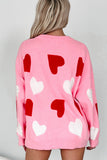 Heart Patterned Oversized Sweater