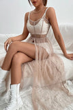 Elegant Sheer Overlay Dress