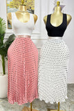 Pleated Polka Dot Maxi Skirt