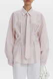 Striped Button-Front Shirt with Tie