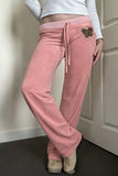 Wide-Leg Casual Pants with Butterfly Detail