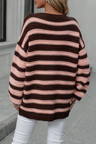 Striped Knit Pullover Sweater