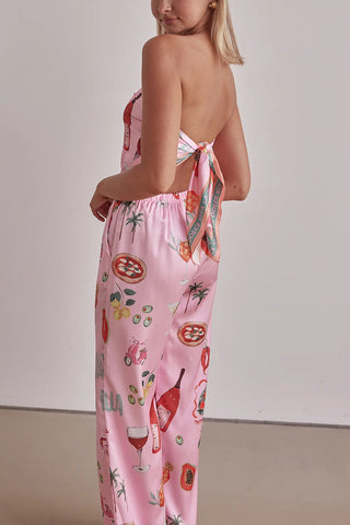 Strapless Printed Pants Set