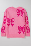 Playful Bow Pattern Casual Loose Sweater