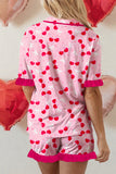 Cherry Print Button Pajama Set