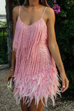 Fringe and Feathered Mini Dress