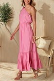One-Shoulder Ruffled Casual Maxi Dress