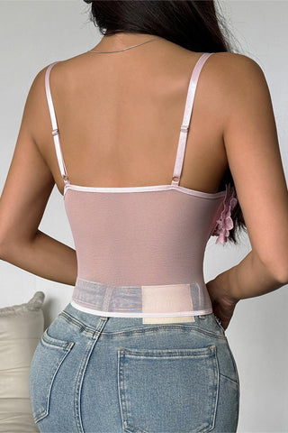 Floral Applique Sheer Corset Camisole