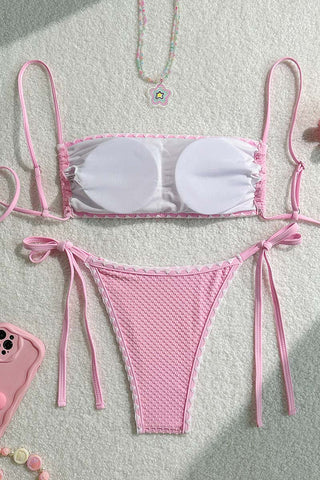 Textured Tie Bikini Set