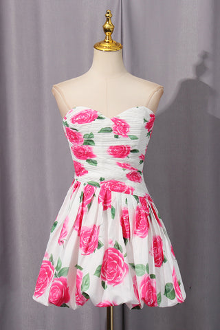 Strapless Floral Evening Dress