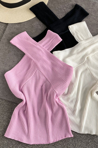 Cross-Back Ribbed Tank Top