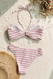 Striped Halter Bikini Set