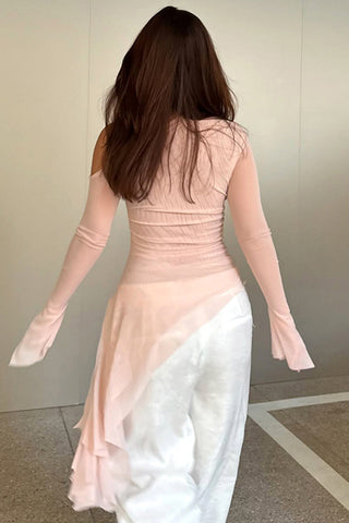 Asymmetric Off-Shoulder Long Sleeve Top