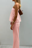 Strapless Top and Flared Pants Set