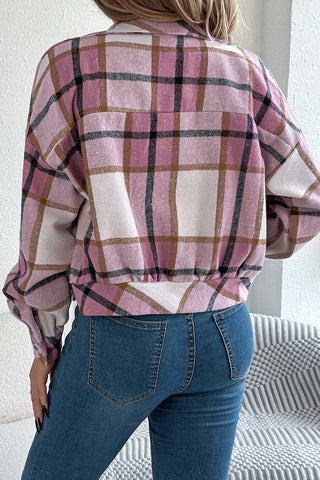 Plaid Button-Up Casual Jacket