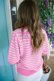 Stripe V Neck Bow Sweater