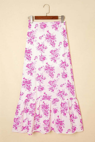 Ruffle Split Floral Maxi Skirt
