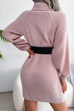 Button-Accent Knit Sweater Dress