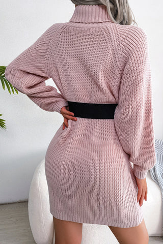 Button-Accent Knit Sweater Dress