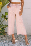 Flower Patch Knit Cropped Wide Leg Pants