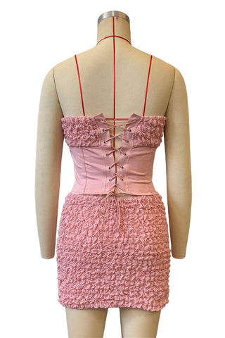 Strapless Textured Skirt Set