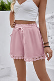 Lace-Trim Elastic Waist Casual Shorts