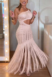 One-Shoulder Fringe Casual Dress