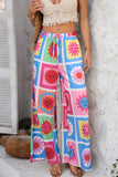 Tile Print Wide-Leg Pants