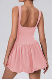 Scoop Neck Casual Bubble Hem Dress