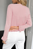 Ruffle-Trim Button-Up Cardigan