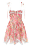 Floral Casual Dress With Lace Accents