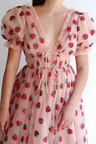 Strawberry Midi Tulle Dress
