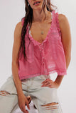 Lace-Trimmed Button-Front Tank